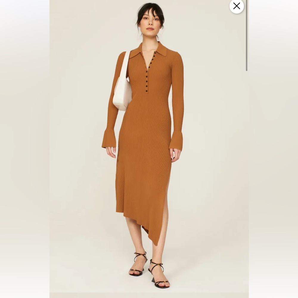 ALC lance dress ribbed knit asymmetrical collared
